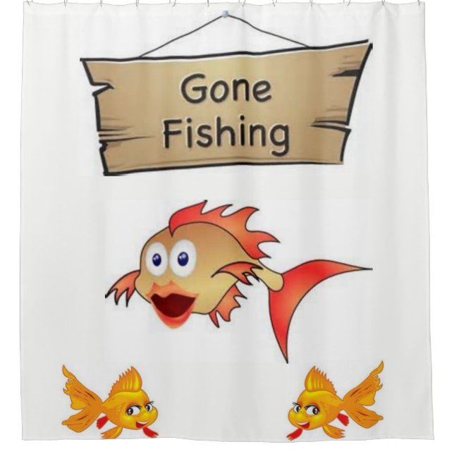 Gone fishing childrens showercurtain shower curtain (Front)