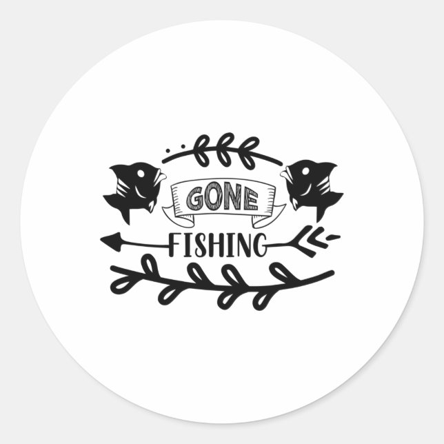 Gone Fishing Classic Round Sticker (Front)