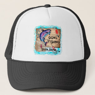 Gone Fishing custom name Hat