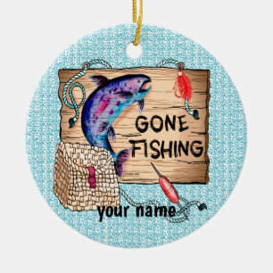 Gone Fishing custom name ornament