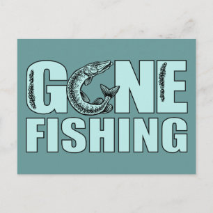 GONE FISHING custom postcard