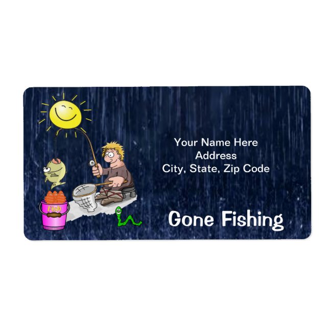 Gone Fishing Fish Fisherman Labels (Front)