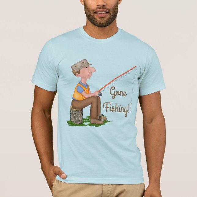 Gone Fishing Fisherman Customise Text T-Shirt (Front)
