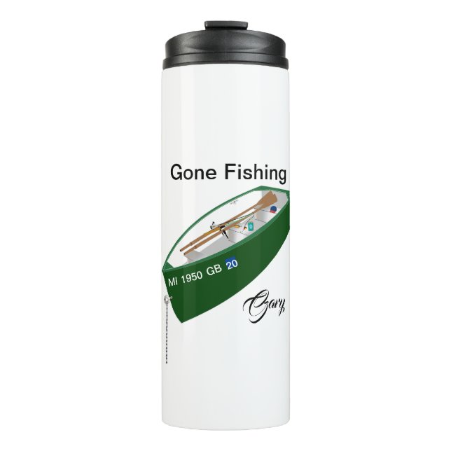 Gone Fishing Fisherman Fishing Camp Coffee Thermal Tumbler (Front)