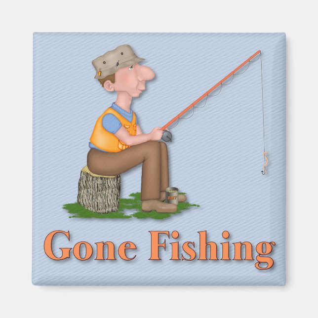 Gone Fishing Fisherman Magnet (Front)