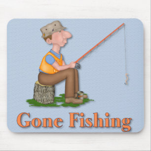 Gone Fishing Fisherman Mouse Mat