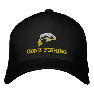 Gone fishing fishermans embroidered hat