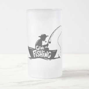 Gone Fishing Frosted Glass Beer Mug