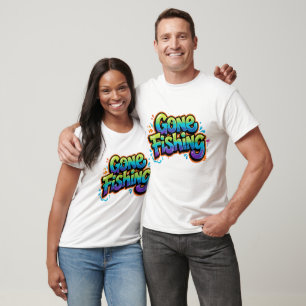 Gone Fishing Funny Rainbow Cartoon Gift for Fisher T-Shirt