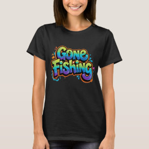 Gone Fishing Funny Rainbow Cartoon Gift for Fisher T-Shirt