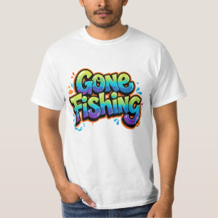 Gone Fishing Funny Rainbow Cartoon Gift for Fisher T-Shirt