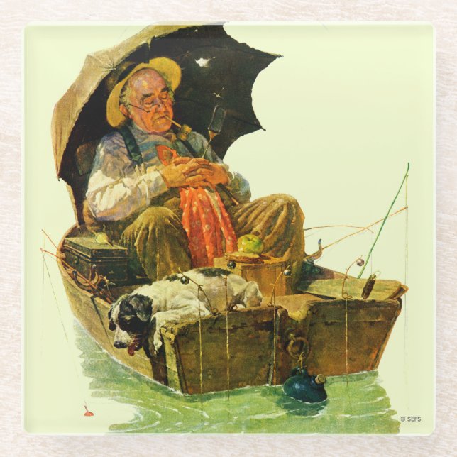 Gone Fishing Glass Coaster (Front)