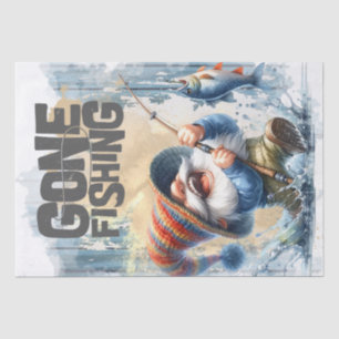 Gone Fishing Gnome Decoupage Tissue Paper