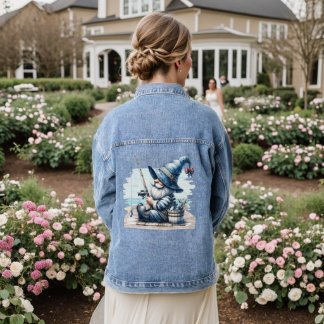 Gone Fishing Gnome Women's Denim Jacket