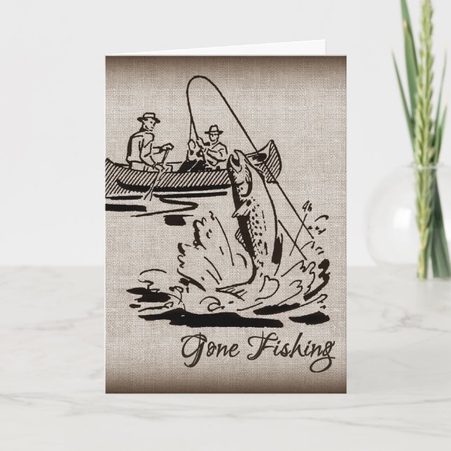 Gone Fishing Happy Birthday Card for Fisherman (Front)
