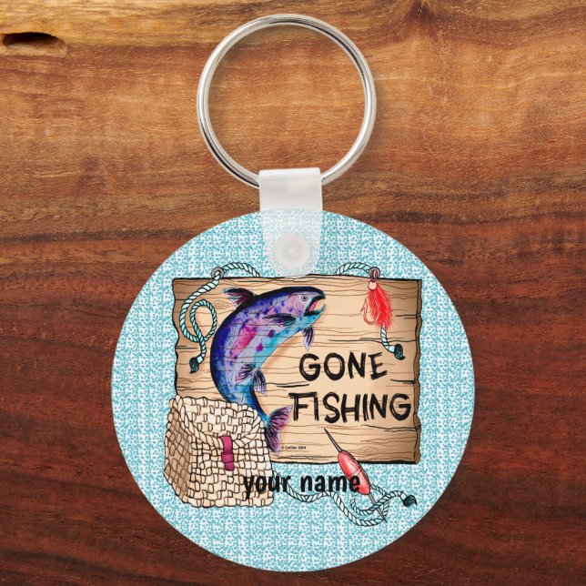 Gone Fishing keychain  (Front)