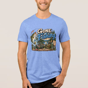 Gone Fishing Lake Fishing Design Tri-Blend Shirt