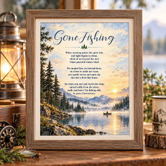 Gone Fishing Memorial Funeral Poem Poster