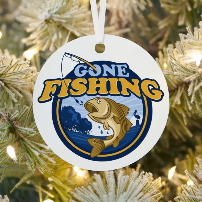 Gone Fishing Metal Tree Decoration (Insitu)