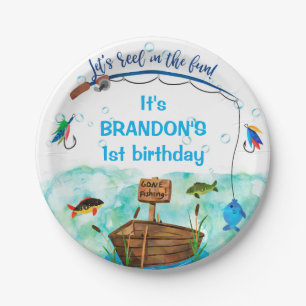 Gone fishing O-fish-ally fishing themed birthday  Paper Plate