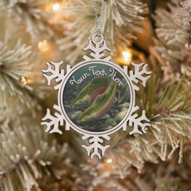 Gone Fishing Ornament Personalised Salmon Gift (Tree)