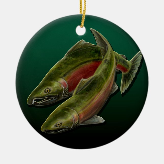 Gone Fishing Ornament Personalised Salmon Gift (Front)