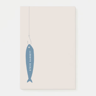 Gone Fishing Post-It Notepad - Cobalt