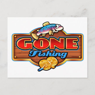 GONE FISHING POSTCARD
