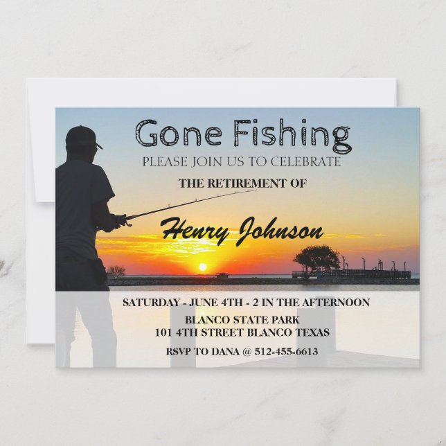 Gone Fishing Retirement Invitation (Front)