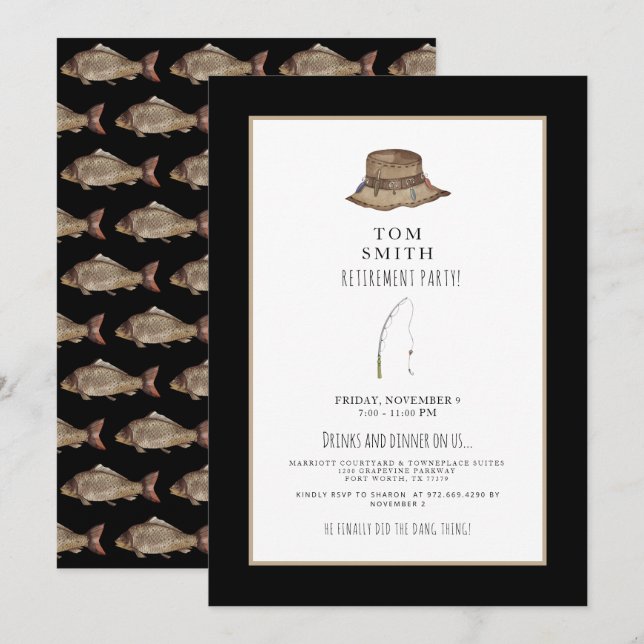 Gone Fishing Retirement Party Invitation (Front/Back)