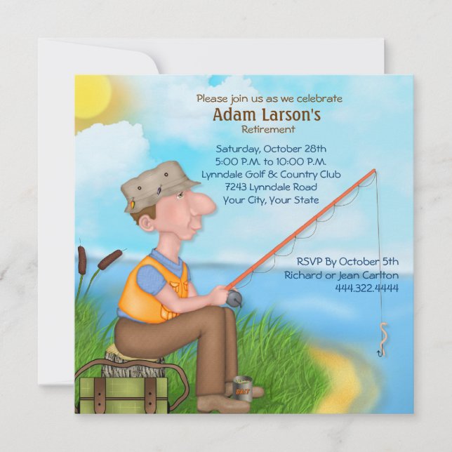 Gone Fishing Retirement Party Invitations (Front)