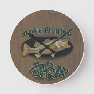 Gone Fishing Round Clock