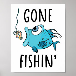 Gone Fishing-shirt Girls Kids Toddler Boys Funny F Poster