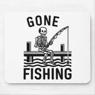 Gone Fishing Skeleton Funny Halloween Fishing 1 Mouse Mat