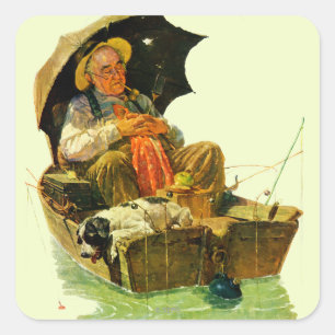 Gone Fishing Square Sticker