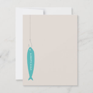 Gone Fishing Stationery - Turquoise Card