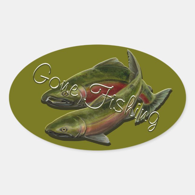 Gone Fishing Stickers Coho Salmon Art Stickers (Front)
