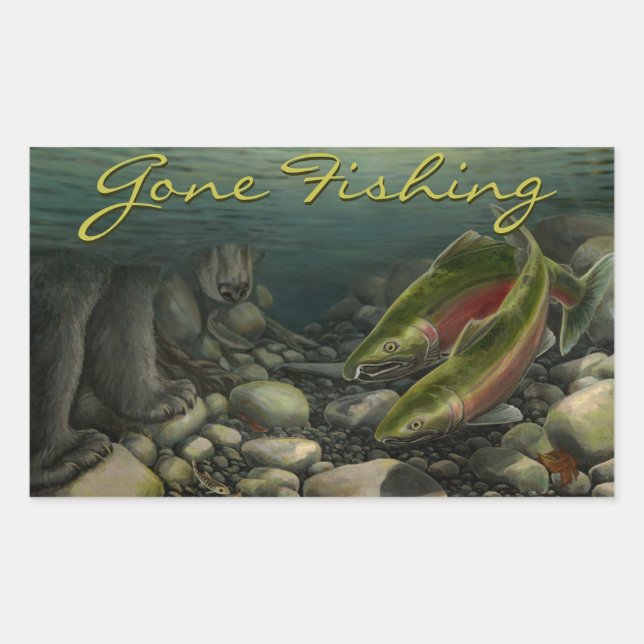 Gone Fishing Stickers Coho Salmon Art Stickers (Front)
