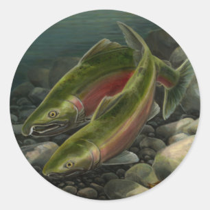 Gone Fishing Stickers Coho Salmon Art Stickers