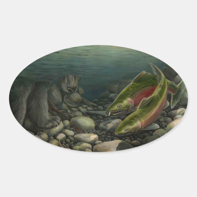 Gone Fishing Stickers Coho Salmon Art Stickers (Front)