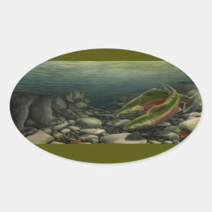 Gone Fishing Stickers Coho Salmon Art Stickers
