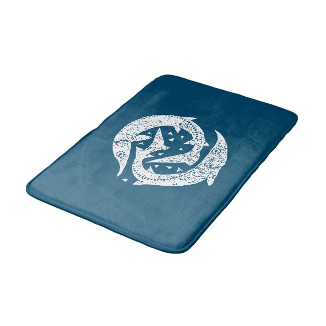 GONE FISHING STURGEON WOODCUT ART BATH MAT (Angled)