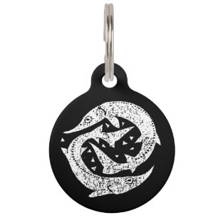 GONE FISHING STURGEON WOODCUT ART PET TAG