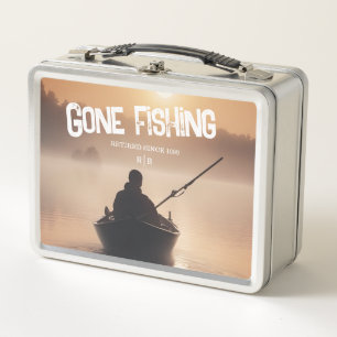 Gone Fishing Sunrise Retired Fisherman Gift Metal Lunch Box