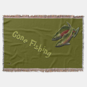 Gone Fishing Throw Blanket Coho Salmon Fish Gift