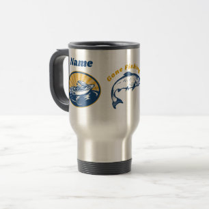 Gone Fishing Travel Coffee Mug Personalised