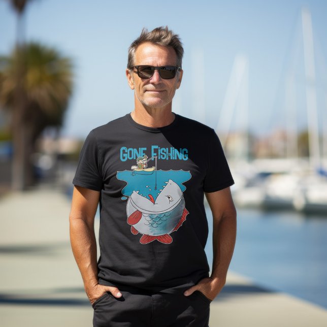 Gone Fishing Waiting For The Big Catch Cartoon T-Shirt (Creator Uploaded)