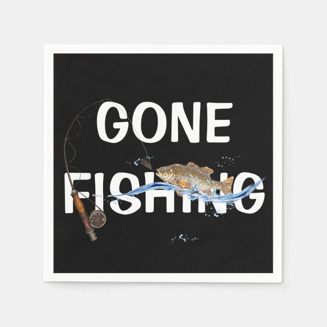 gone fishing with fish on hook napkin (Front)