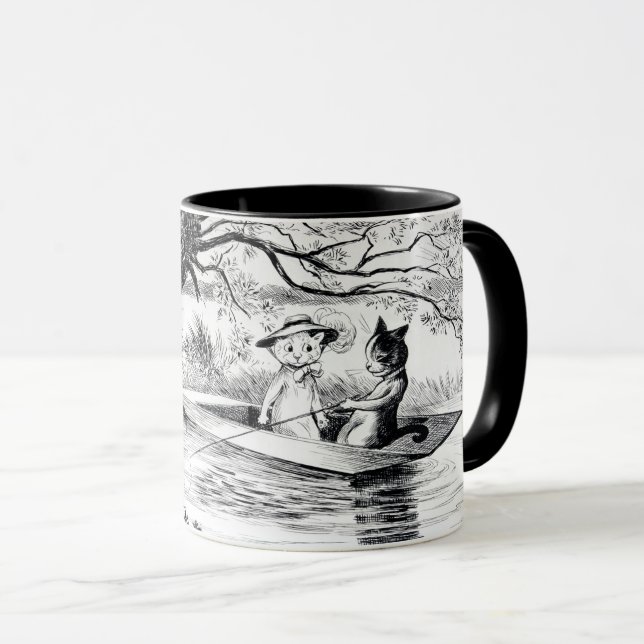 Gone Fishing with Lover, Louis Wain Mug (Front Right)