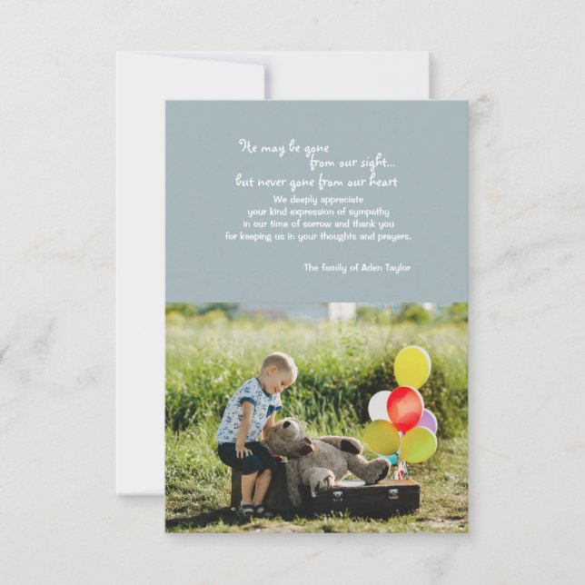 Gone from our Sight Photo Bereavement Thank you (Front)